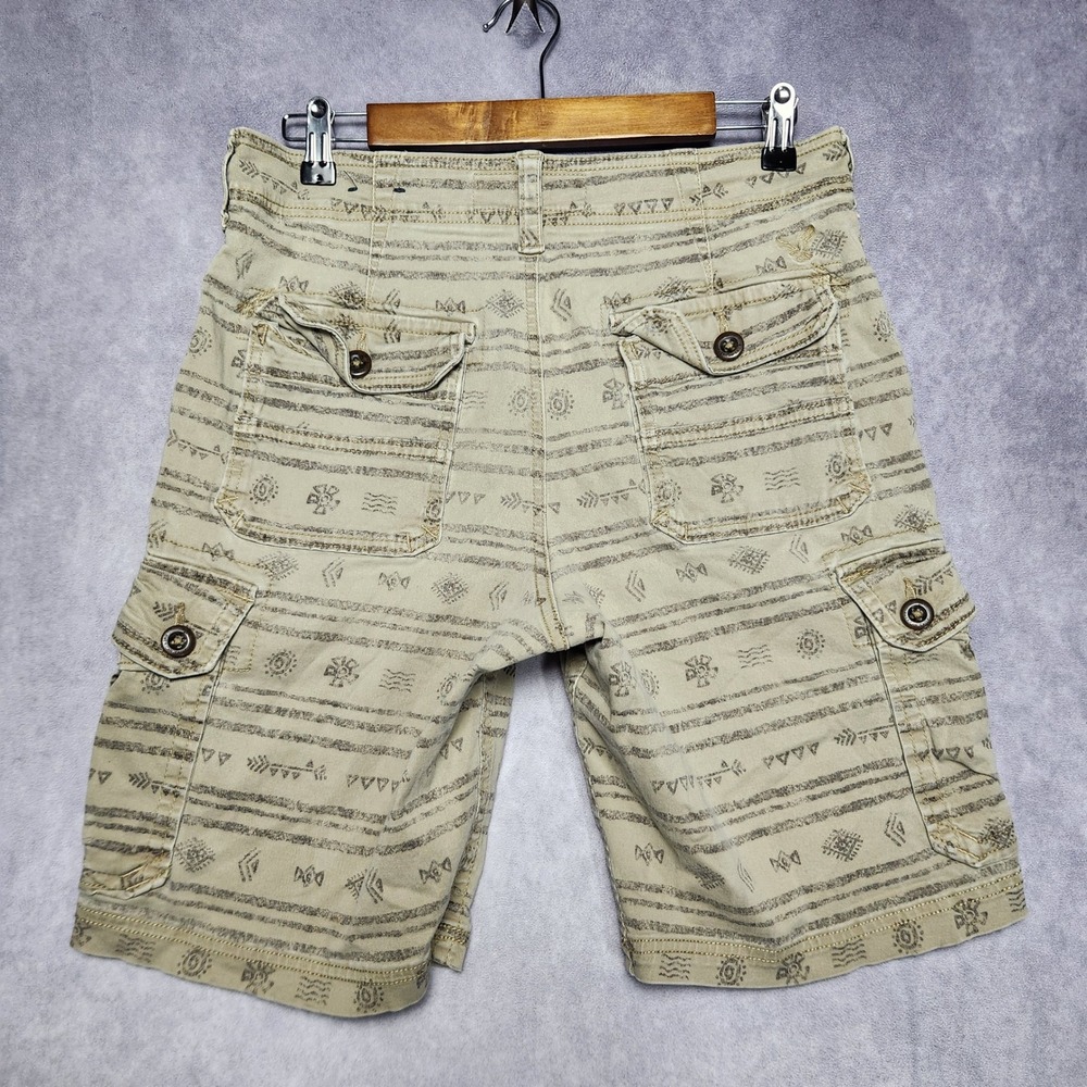 American Eagle Mens 32 Cargo Shorts Tan Brown Cave Art Print Classic Active Flex - Picture 2 of 14